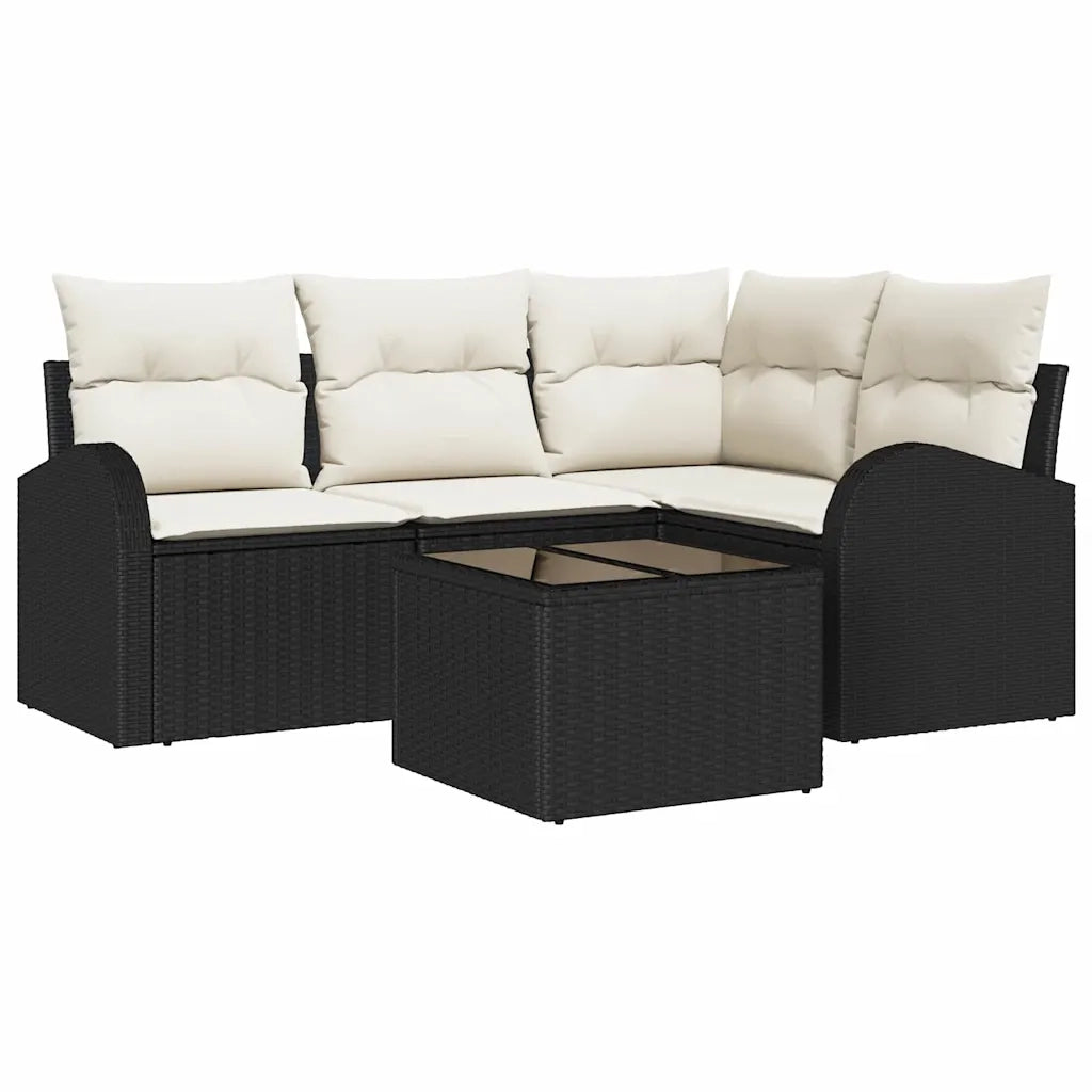 Set Divano da Giardino 5 pcs Nero polyrattan 3346027