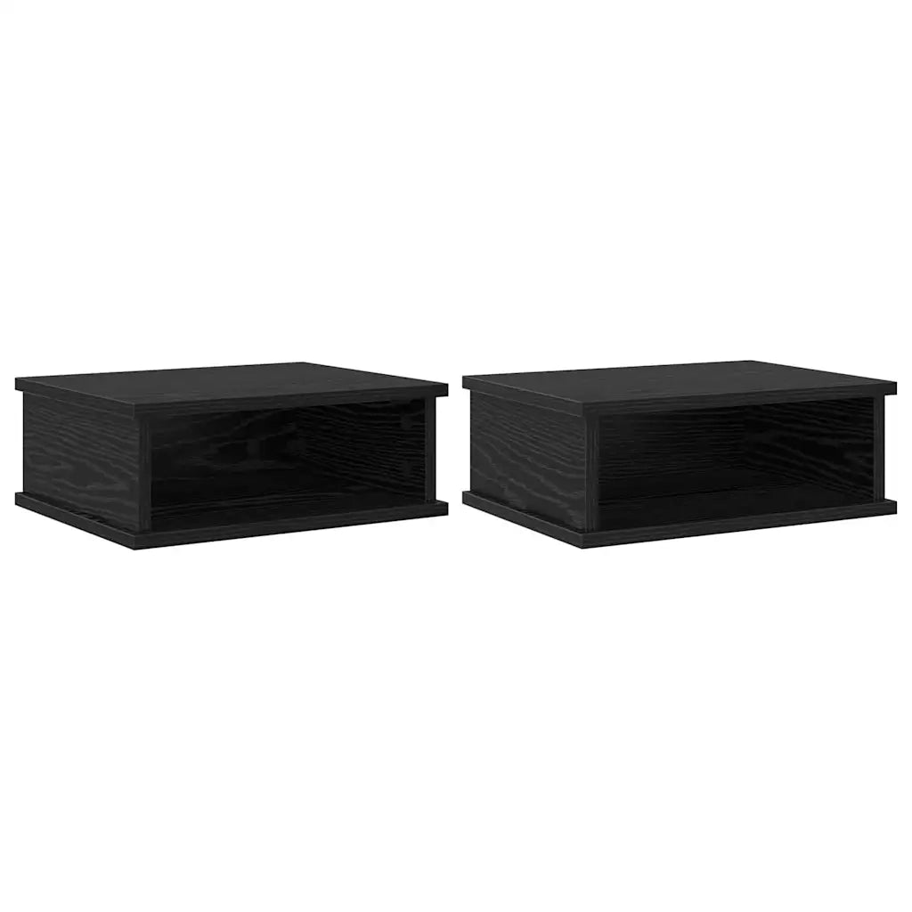 Comodino 2 pcs Rovere Nero 40 x 31 x 15 cm Legno multistrato 891107