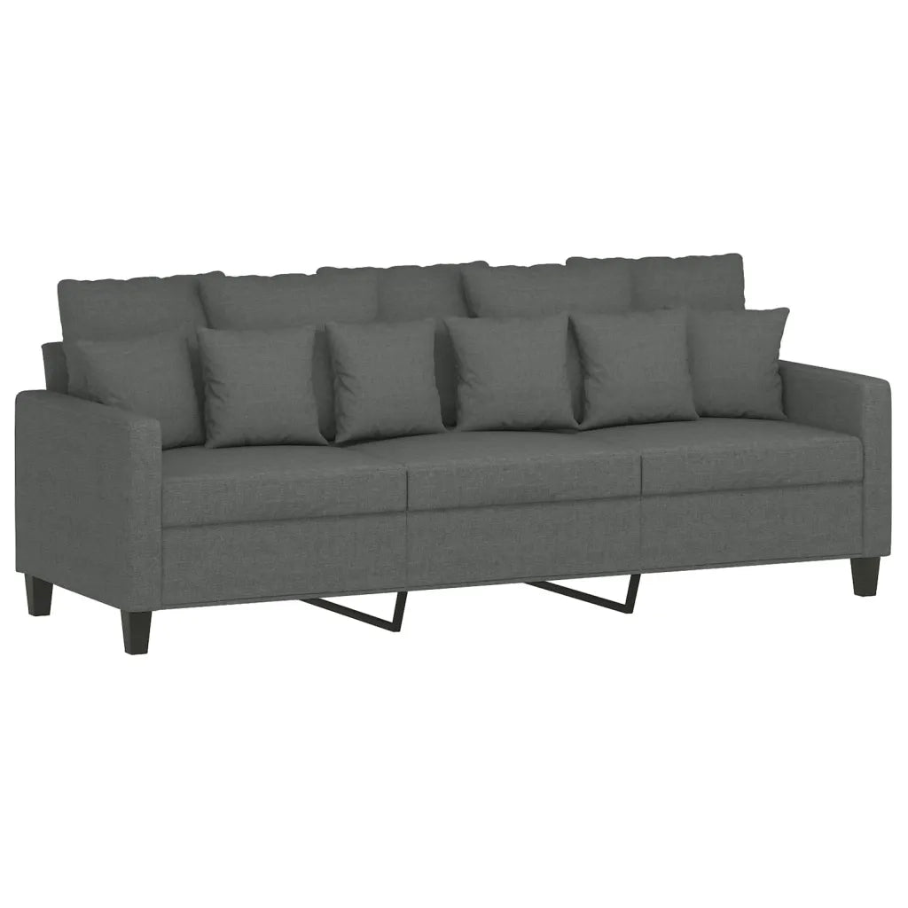 Set di Divani 4 pz con Cuscini Grigio Scuro in Tessuto