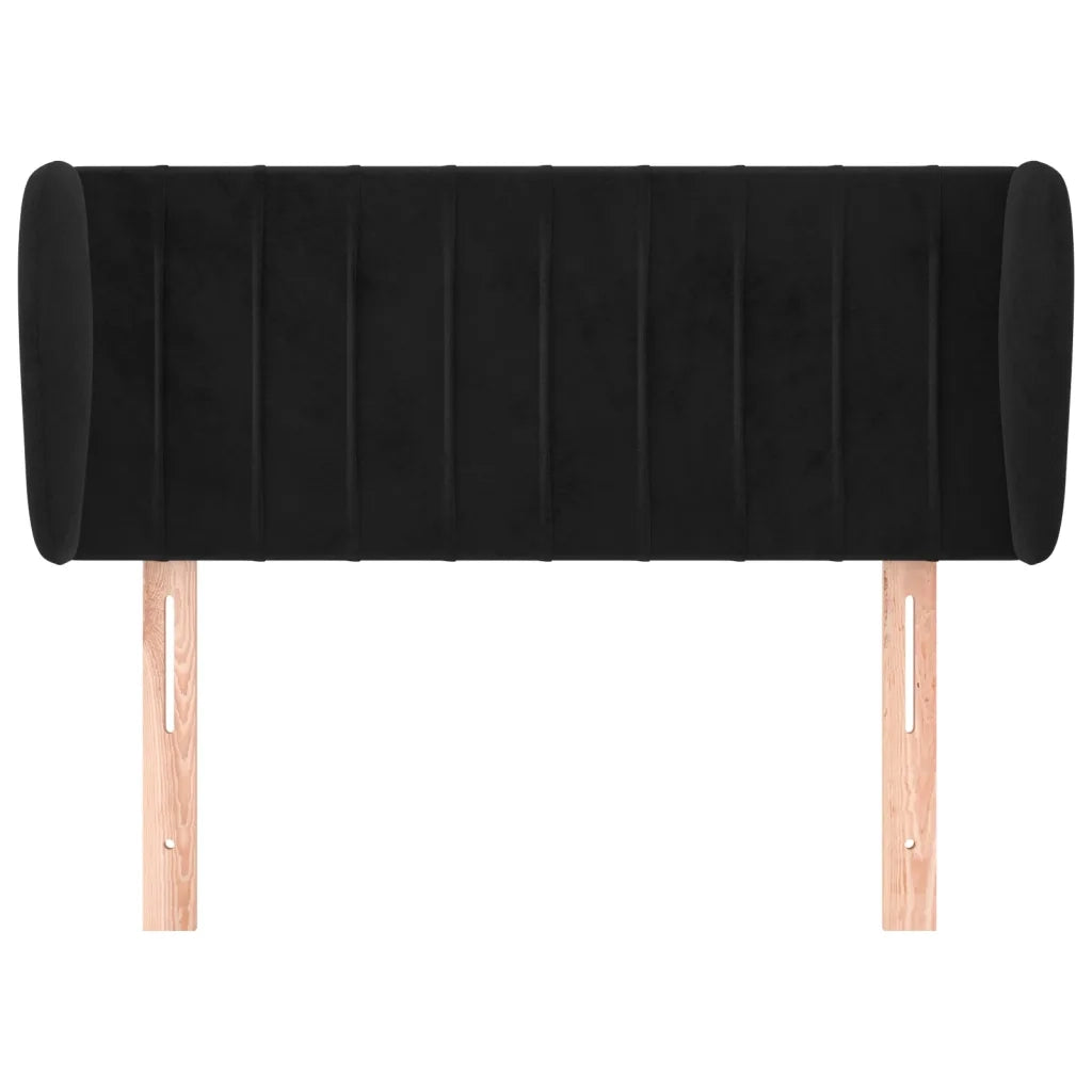 Testiera | Testata ad Orecchio Nera 103x23x78/88 cm in Velluto
