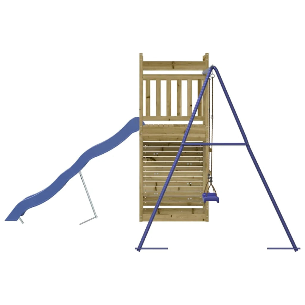Area giochi all'aperto con altalene scivolo e robuste strutture per arrampicarsi giochi da giardino 246 x 349 x 207 cm legno di pino impregnato 02_0005023
