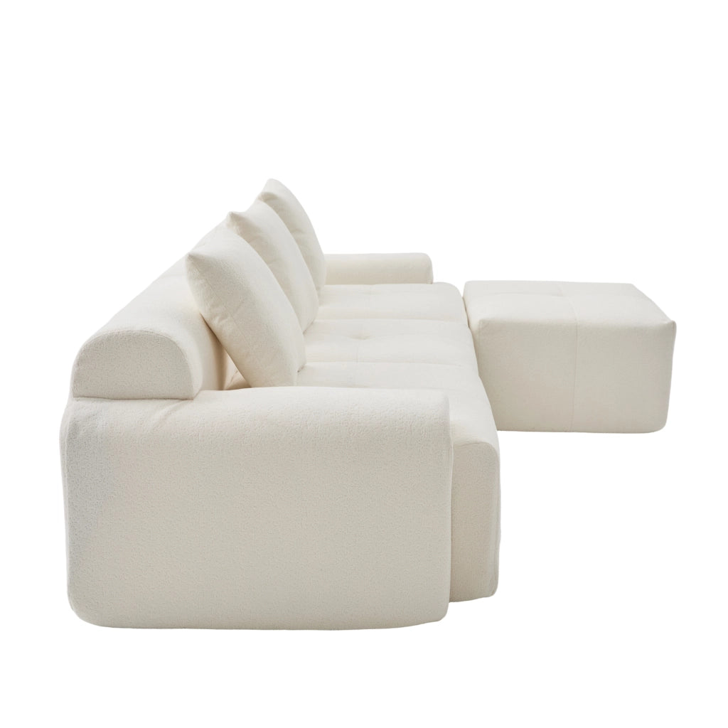 Sof¨¤ modulare a nuvola - Zephmum- 3 posti beige schiuma memory L 268x102x78 cm