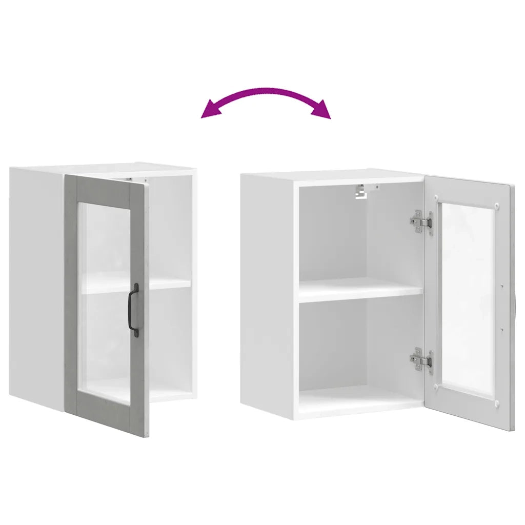 Pensile da Cucina | Mobile da Cucina con Porta in Vetro Porto Grigio Cemento