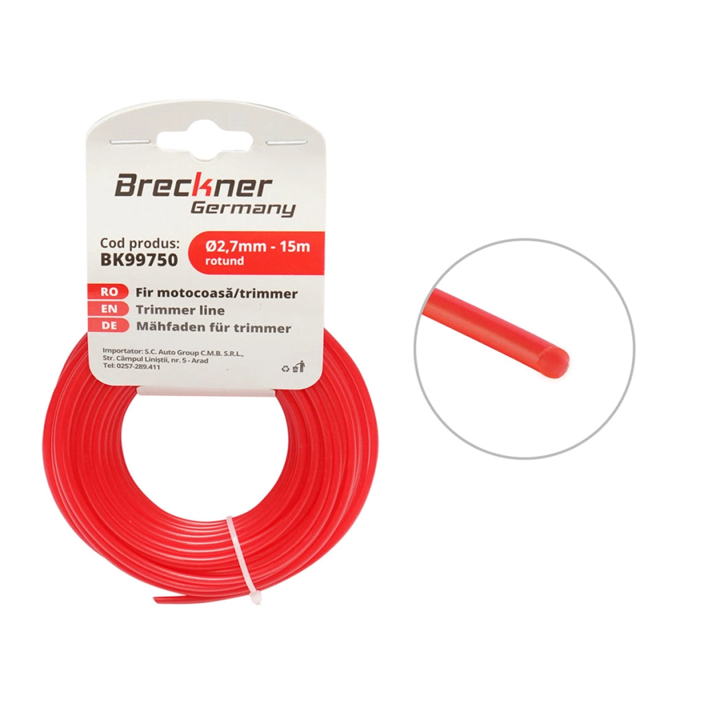 Filo tondo per decespugliatore 2,7 mm x 15 m Breckner Germany