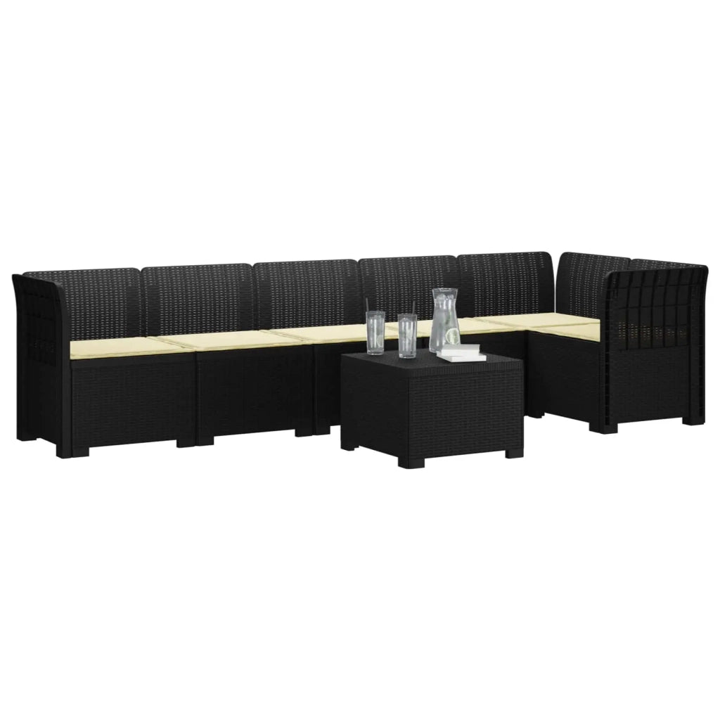 Divano da Giardino 6 Posti con Cuscini Aspetto Rattan PP 3444106