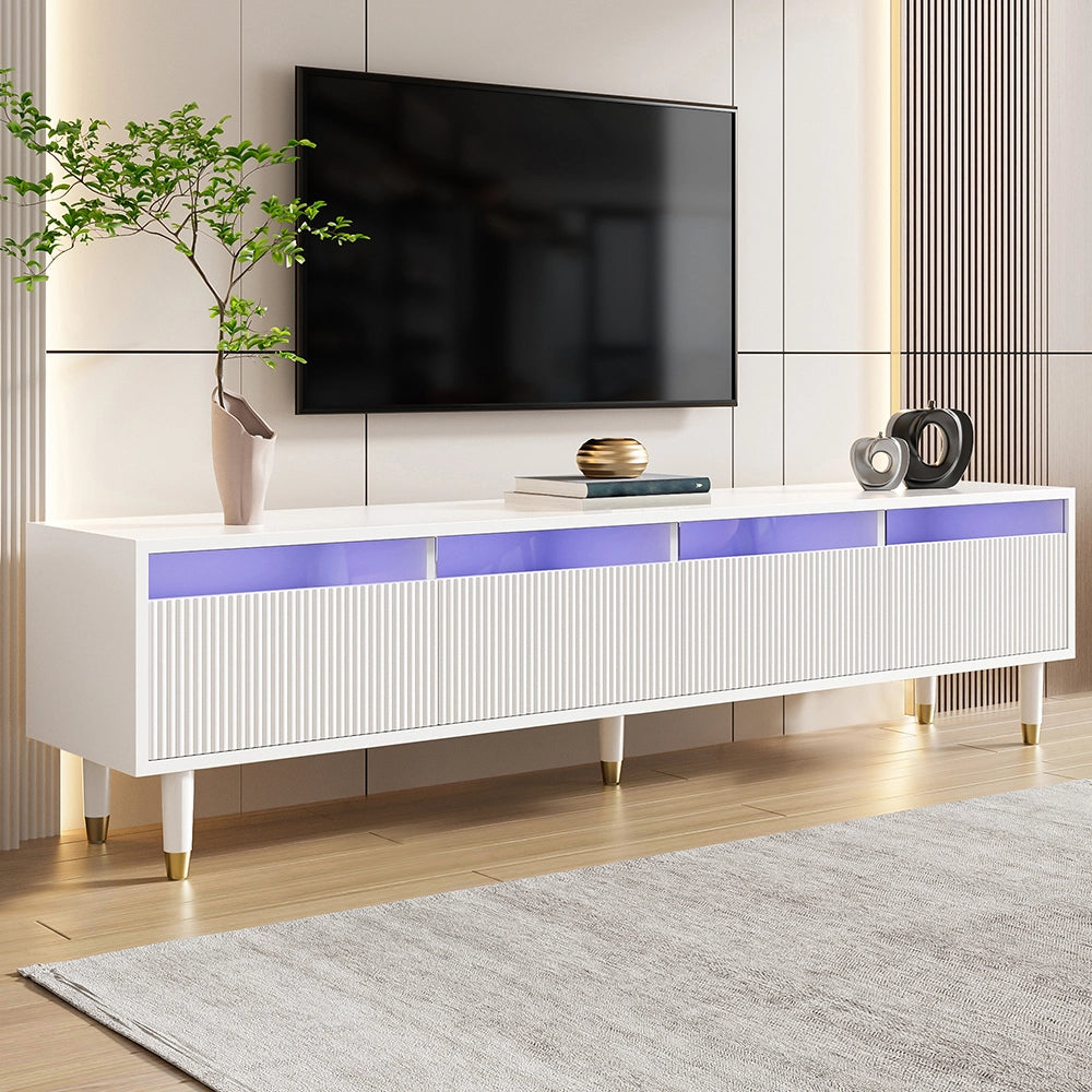Mobile TV moderno - Xylo - 178cm bianco 4 cassetti MDF/acrilico