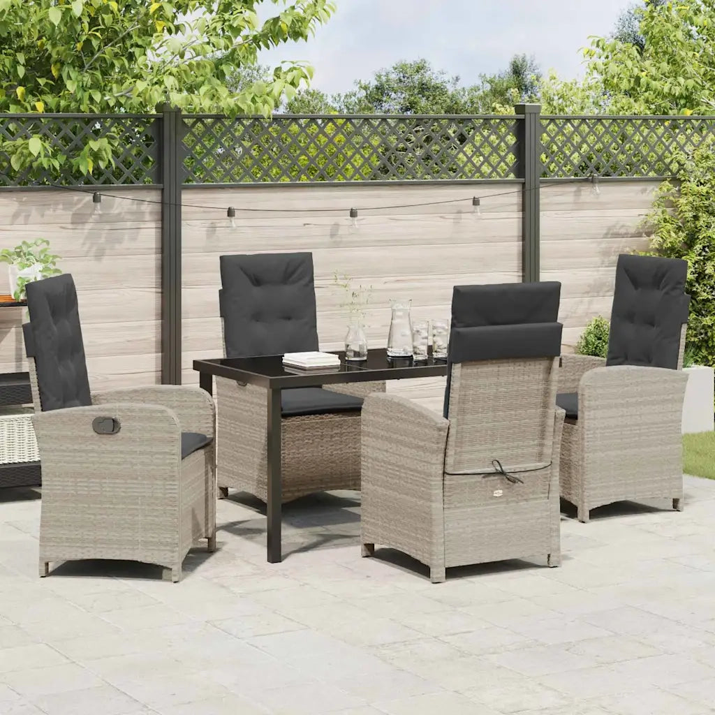 Set da Pranzo per Giardino 5 pcs Grigio chiaro polyrattan