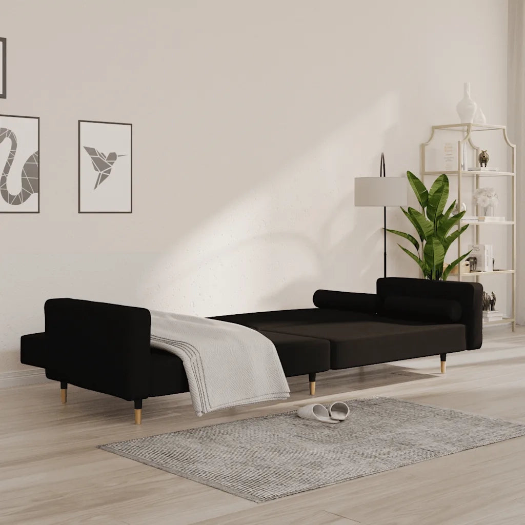 Divano letto | Sof¨¤ letto | Letto singolo a 2 Posti con 2 Cuscini Nero in Velluto