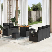 Set Divano da Giardino con cuscino 8 pcs Nero polyrattan