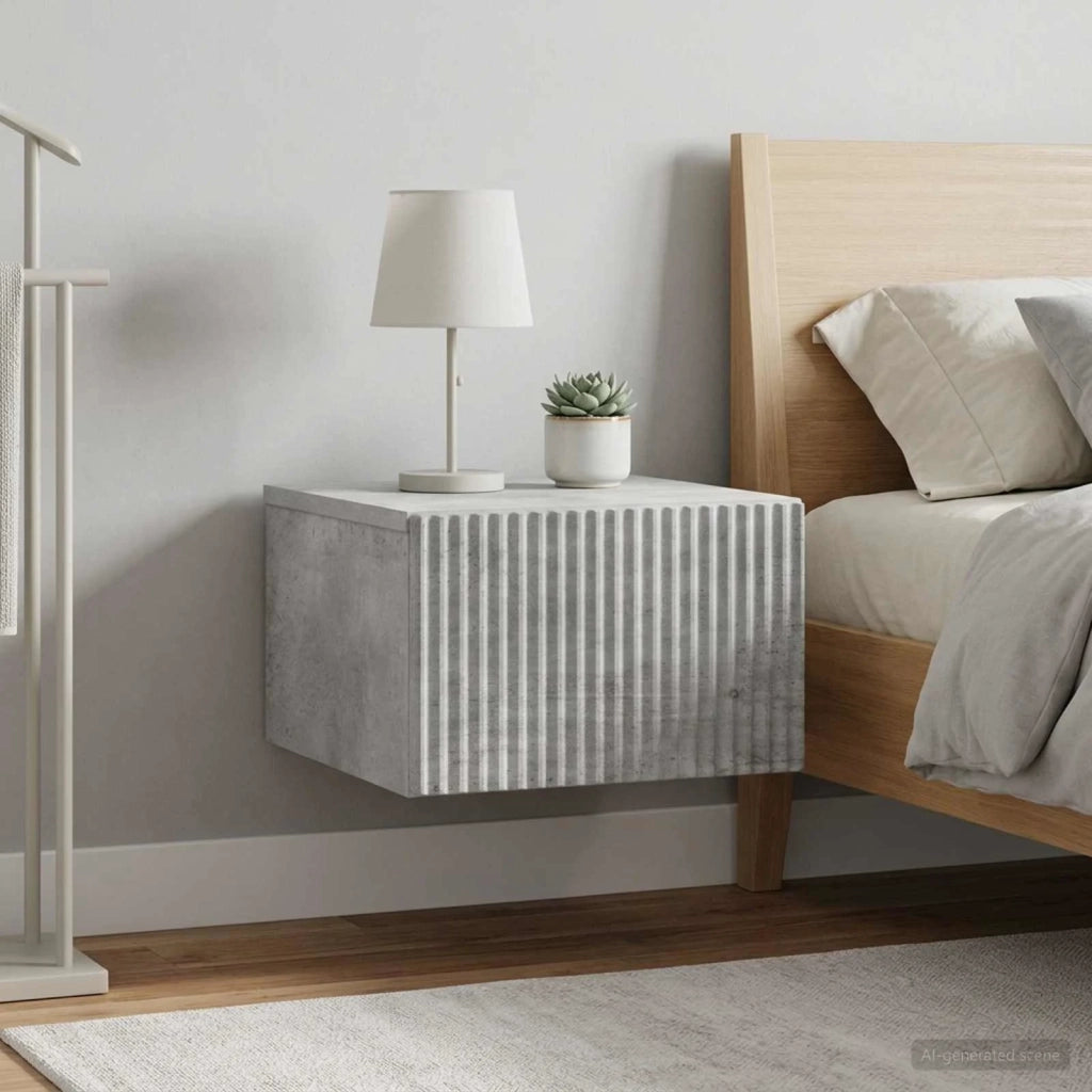 Mobiletto da notte a muro con cassetto 2 pcs Grigio Cemento 898432