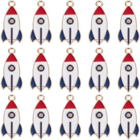 50 pezzi di charms a forma di razzo per gioielli e progetti DIY