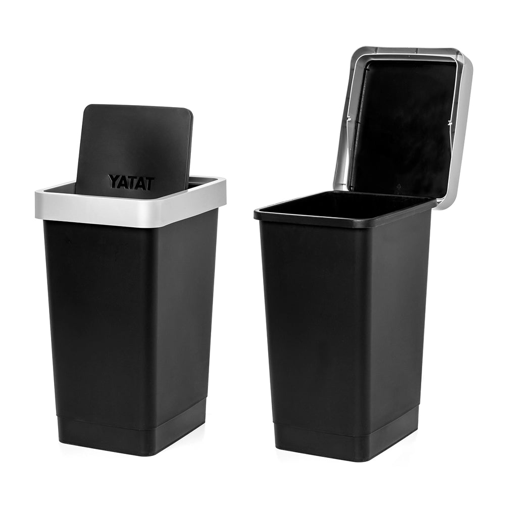 Pattumiera in plastica nero 25 litri con coperchio grigio basculante