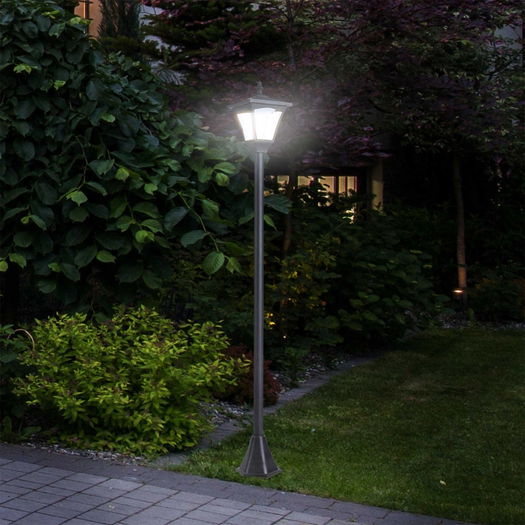 LANTERNA Solare da Giardino 15x15x120 cm Plastica Nera con Picchetto