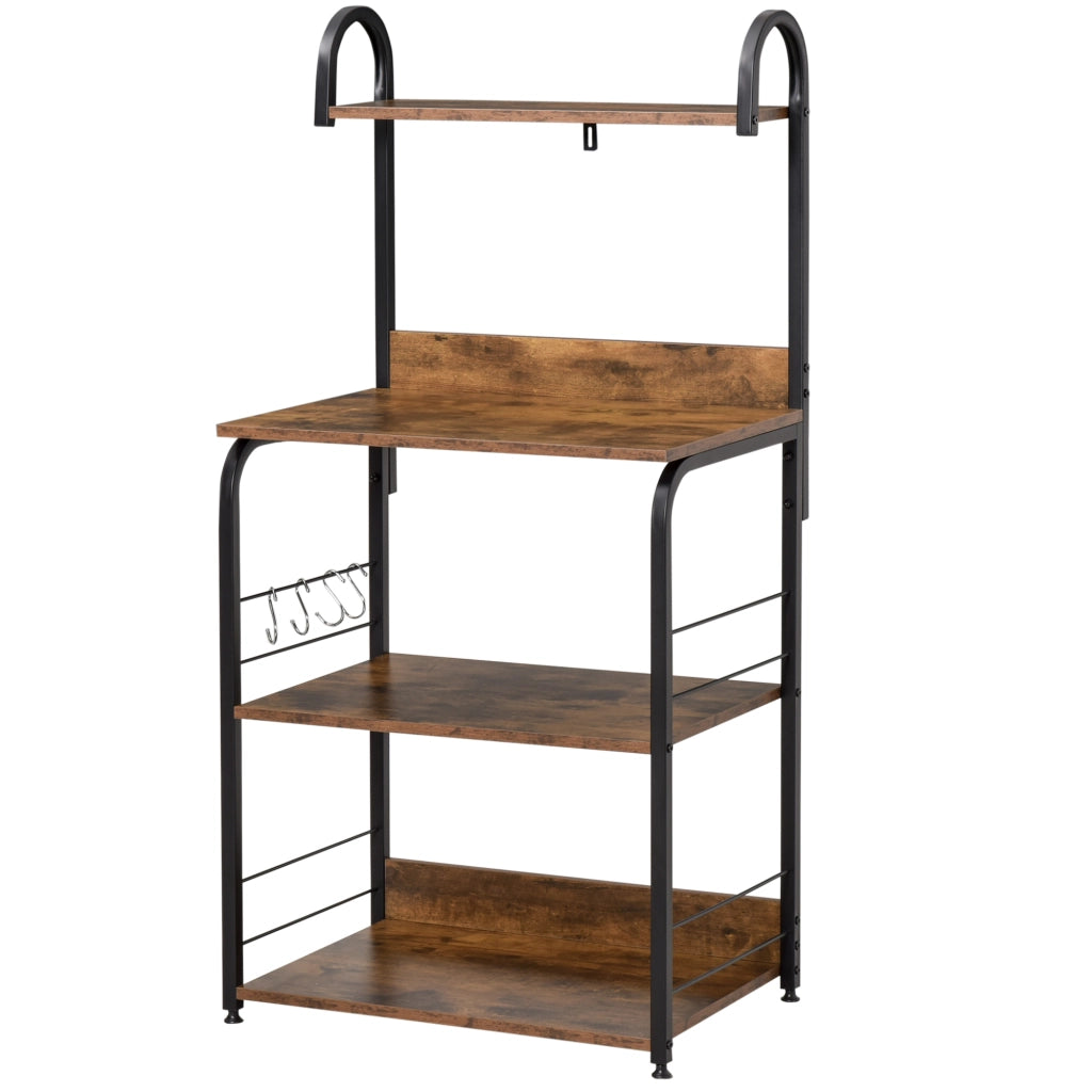 Scaffale da Cucina 4 Ripiani ¨C Xylo ¨C Legno e Acciaio Marrone Rustico 60x40x125cm