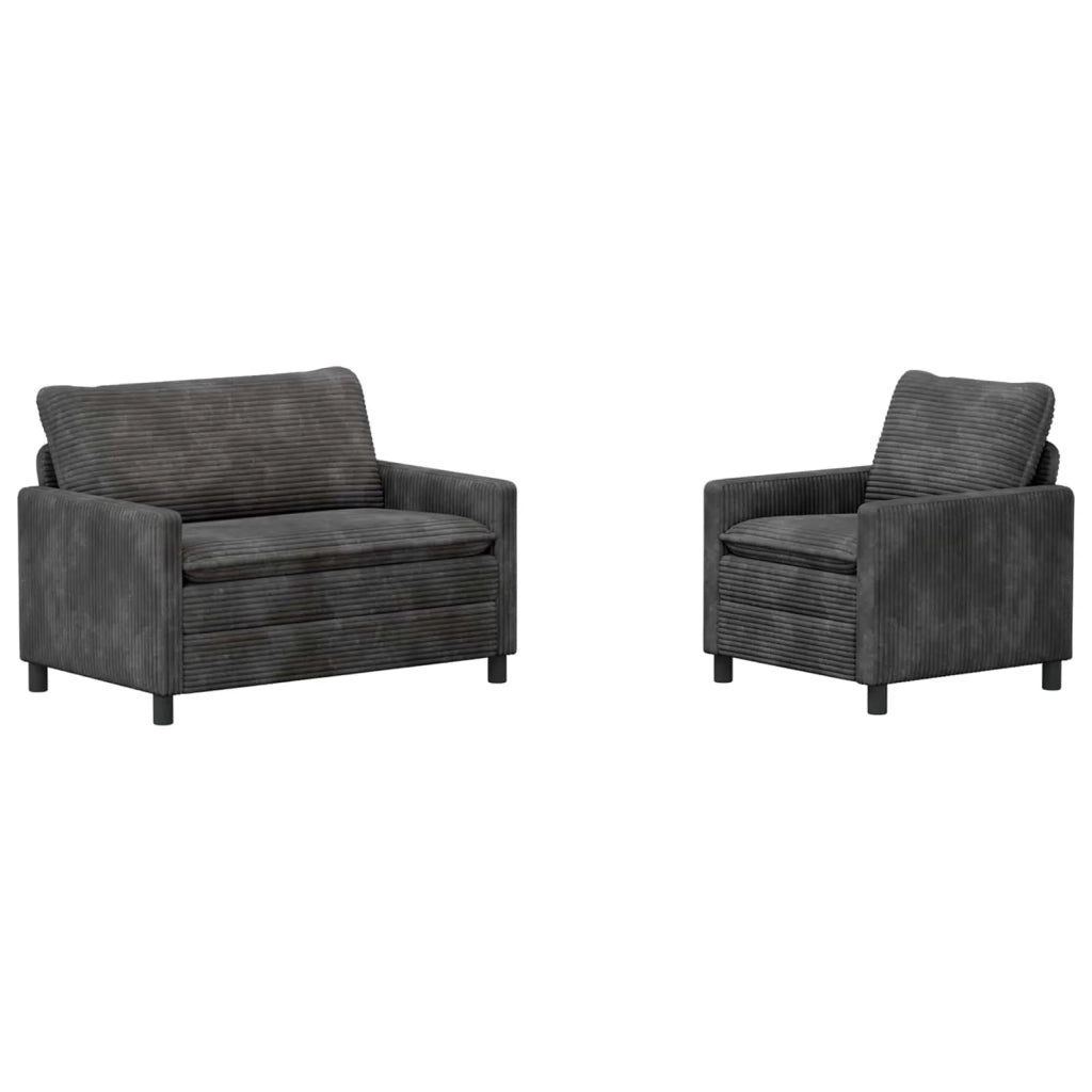 Set di divani 2 pcs Grigio Scuro Poliestere 3417053