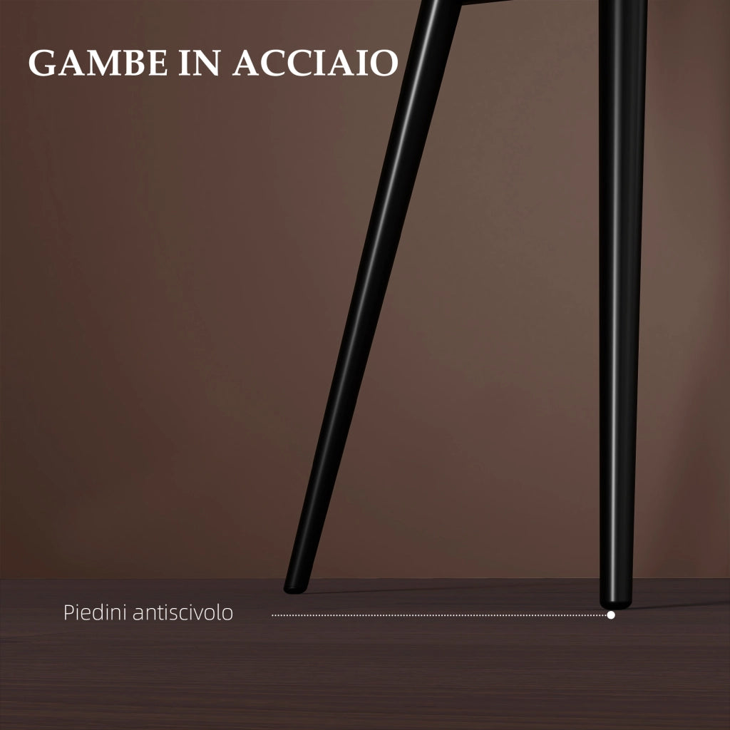 Set 2 Sedie da Pranzo Imbottite con Braccioli in Tessuto Effetto Velluto ¨C Minimal ¨C Marrone 54x57x80 cm