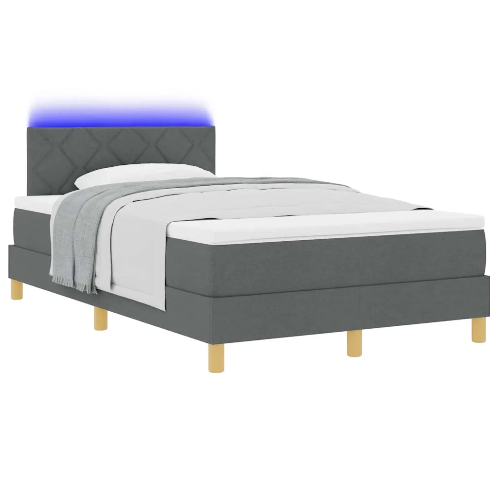 Letto a Sorgente LED con led Grigio scuro 120 x 200 cm Tessuto