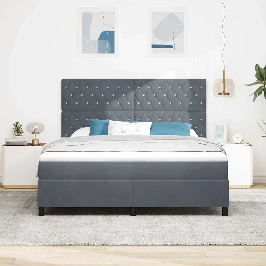 Letto a Sorgente LED Grigio scuro 180 x 200 cm Velluto 3343263