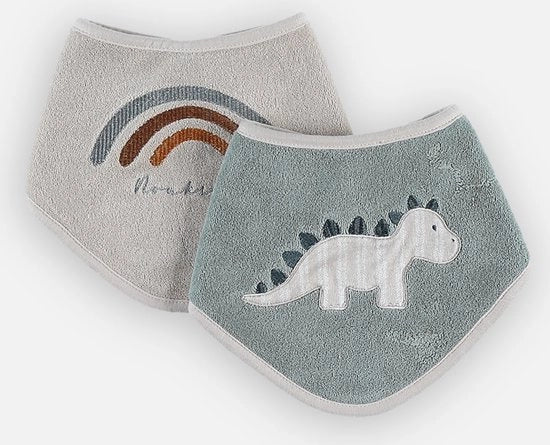Set di 2 bandane a forma di dinosauro - verde / beige