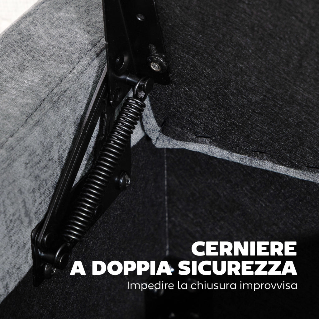 Cassapanca Pouf Contenitore ¨C Minimal ¨C Tessuto Grigio Chiaro 142L