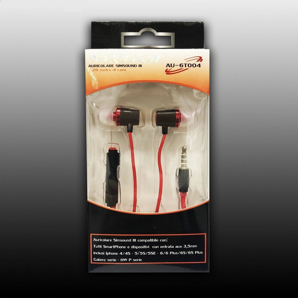 Trade Shop - Auricolari Cuffie Con Filo Simsound Musica Microfono Per Smartphone Maxtech Au-6t004 -
