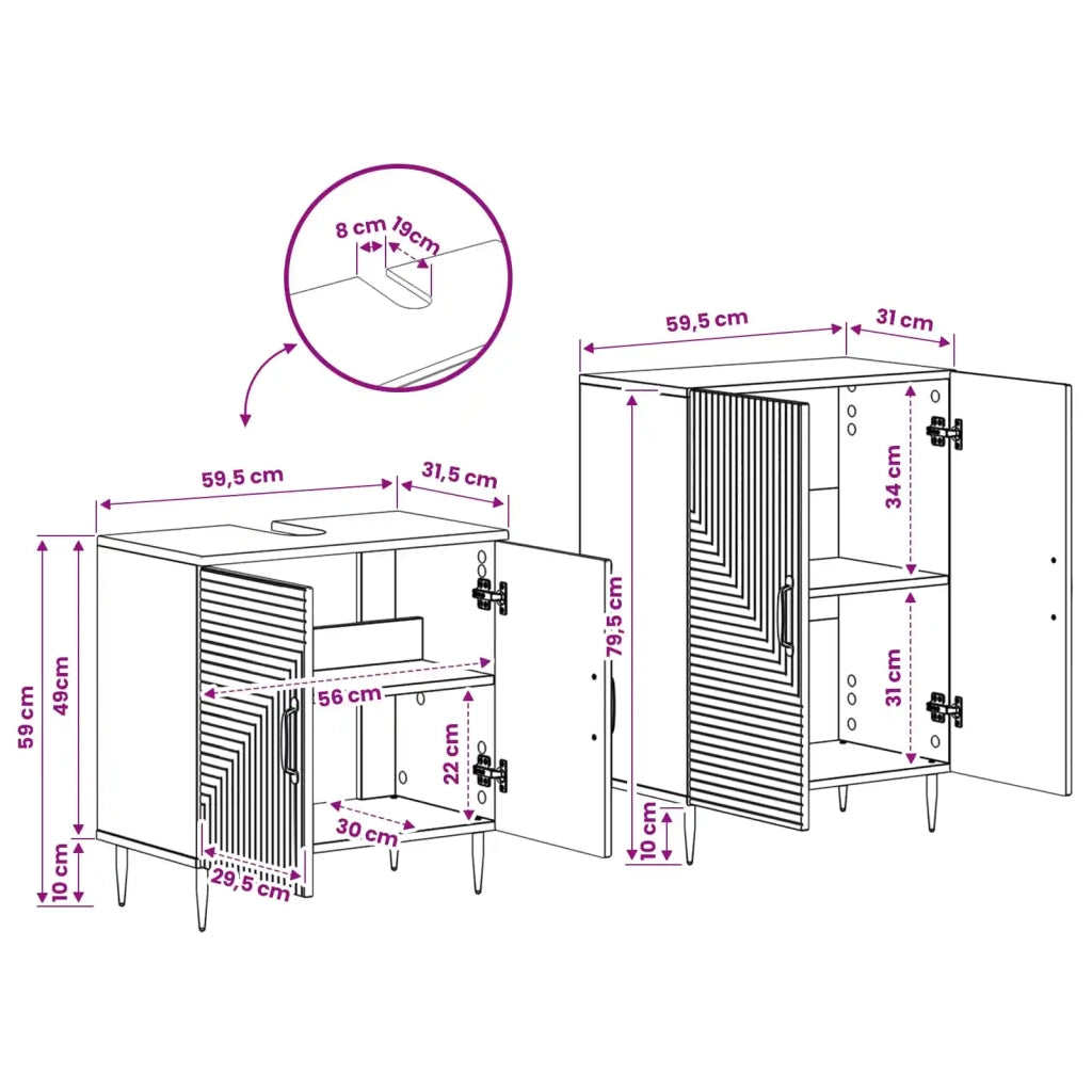Set di Armadi da Bagno da 2 Pezzi HAARLEM Nero 3417613
