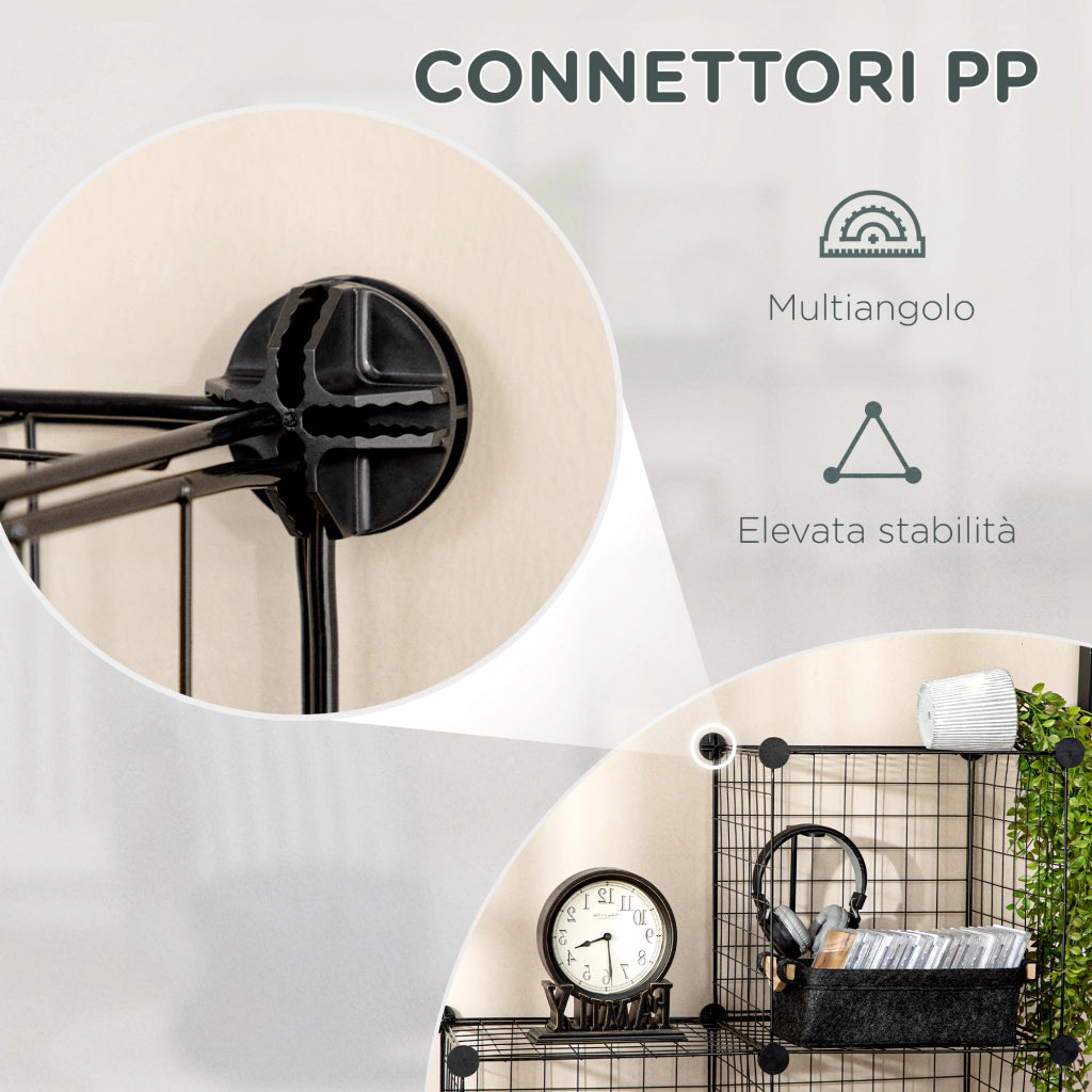 Libreria a Cubi 9 Scomparti ¨C Xylo ¨C Metallo e PP Nero 35x35x35 cm