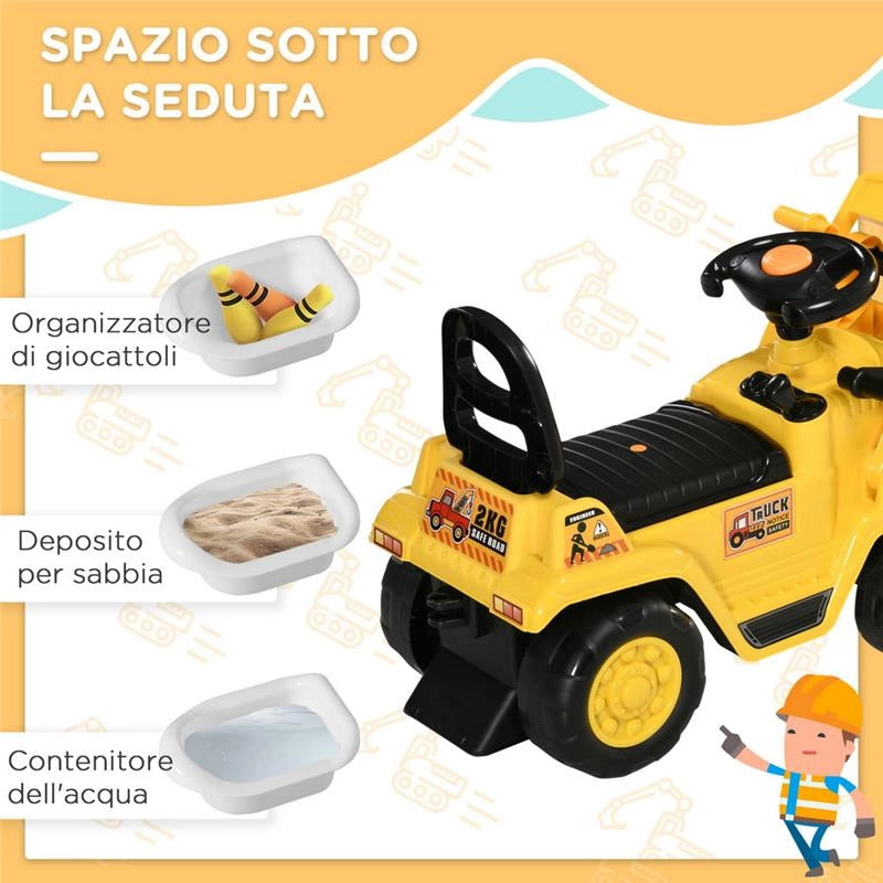 ESCAVATORE PER BAMBINI 3-4 ANNI CON PINZA PULSANTE PER SUONI GIALLO E NERO