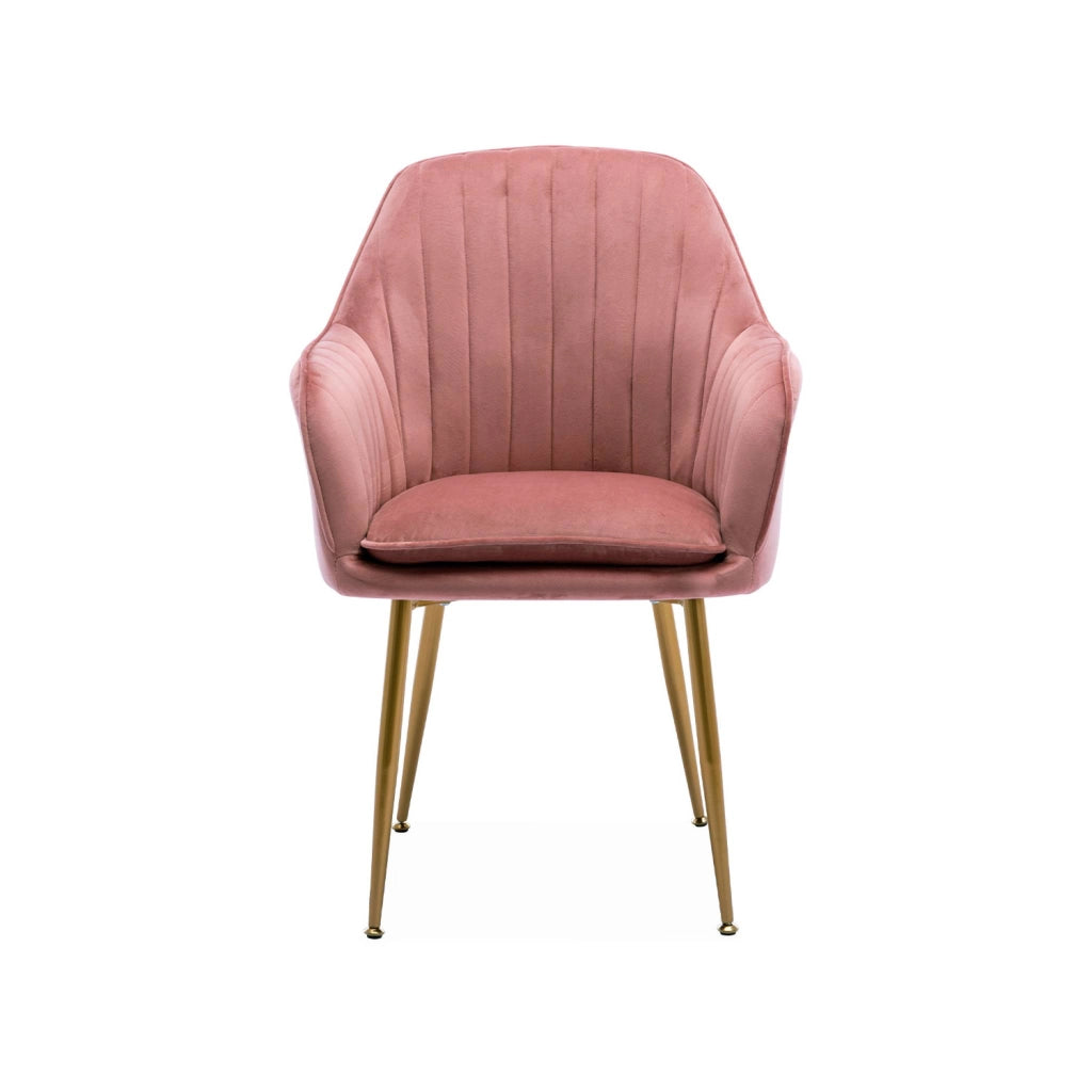 Set di 4 poltrone in velluto con gambe in metallo, rosa antico