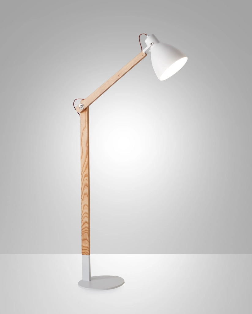 Lampada da terra Sveva in metallo e legno frassino, altezza regolabile 180cm, attacco E27, design moderno ed elegante per illuminazione d'interni