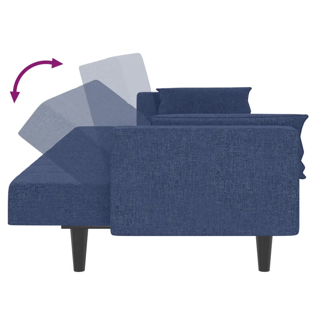 Divano letto | Sof¨¤ letto | Letto singolo a 2 Posti con 2 Cuscini Blu in Tessuto
