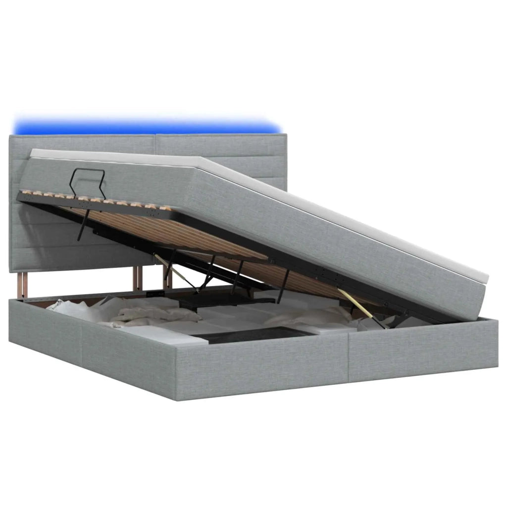 Letto con contenitore LED e materasso Grigio Chiaro 3459891