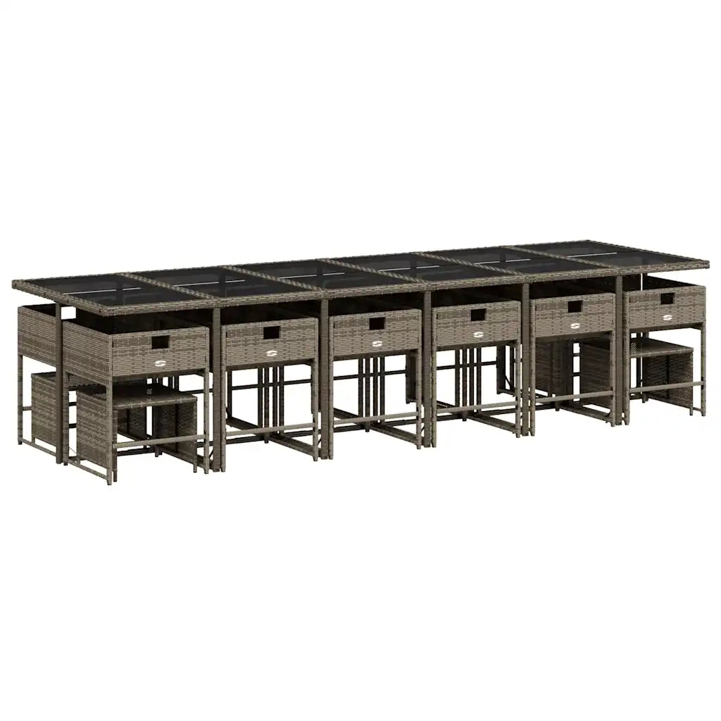 Set da pranzo da giardino da 17 pz con Cuscini in Polyrattan Grigio 3278136
