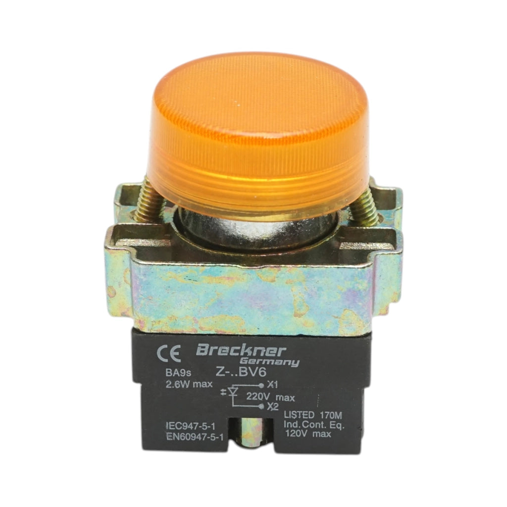 Pulsante indicatore LED giallo 220V LAY5 Breckner Germany