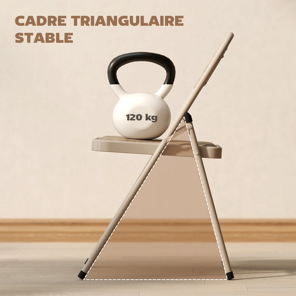 Set 2 Sedie Pieghevoli da Pranzo ¨C Xylo ¨C Struttura in Metallo, Tessuto Beige, 45x46x78 cm