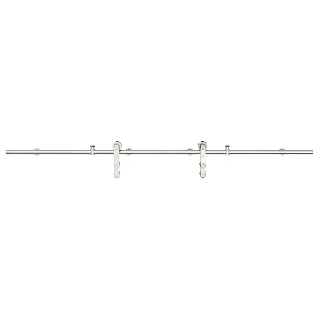 Kit Binari Porta Scorrevole 200 cm Acciaio Inossidabile Argento 4009694