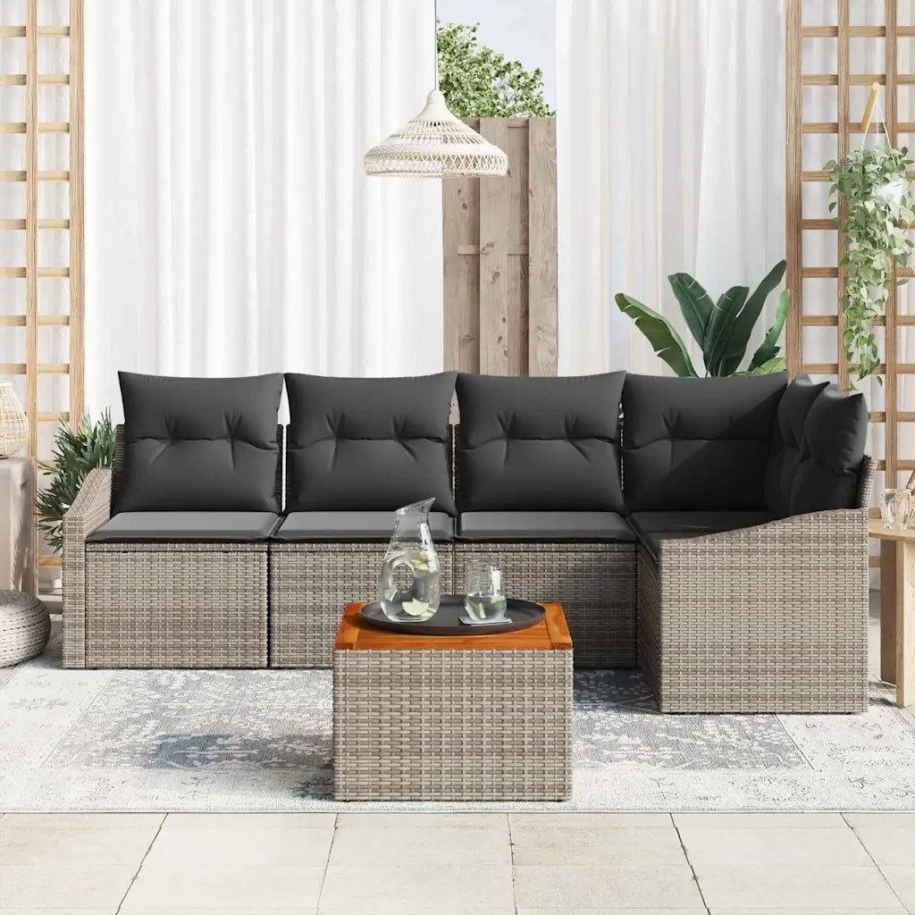 Set Divano da Giardino 6 pcs Grigio polyrattan