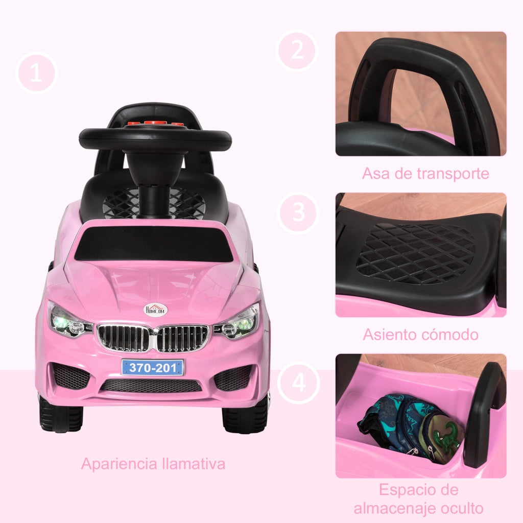 Macchina Cavalcabile per Bambini 18-36 Mesi ¨C Xylo ¨C Rosa con Luci Suoni e Volante