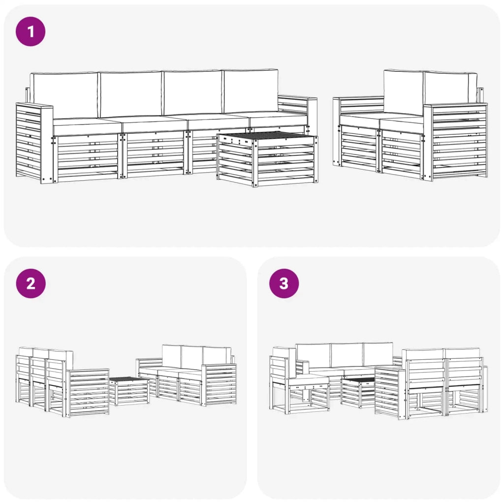 Set di divani da esterno 7 pcs Bianco e Antracite Poliestere 3391442