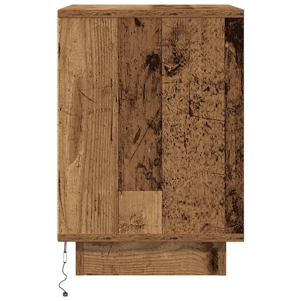 Comodino con Luci LED Legno Antico 38x34x50 cm 861279