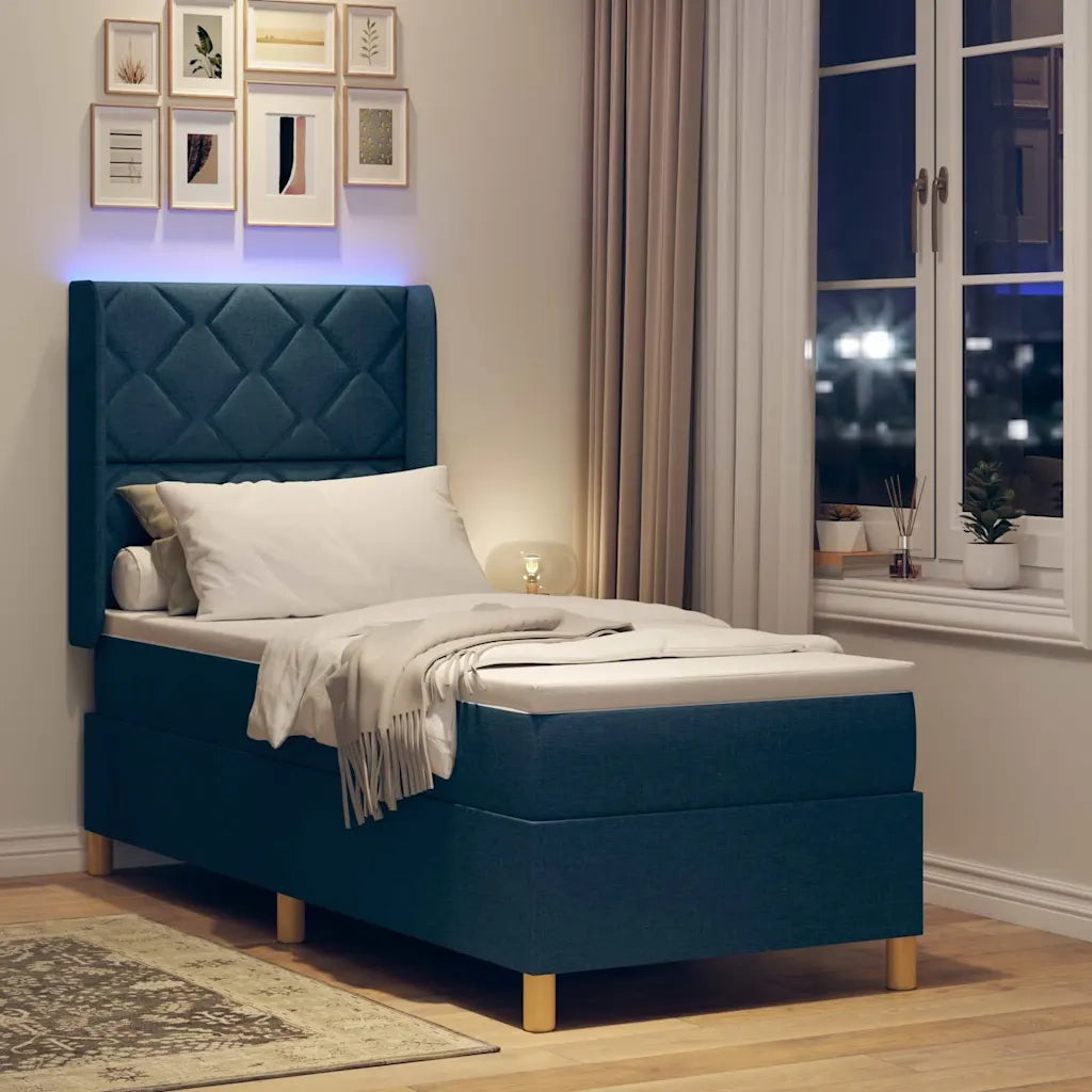 Letto a molle con materasso Blu 140 x 200 cm Tessuto