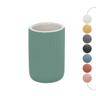 Portaspazzolini bagno da appoggio verde in ceramica soft touch Spring