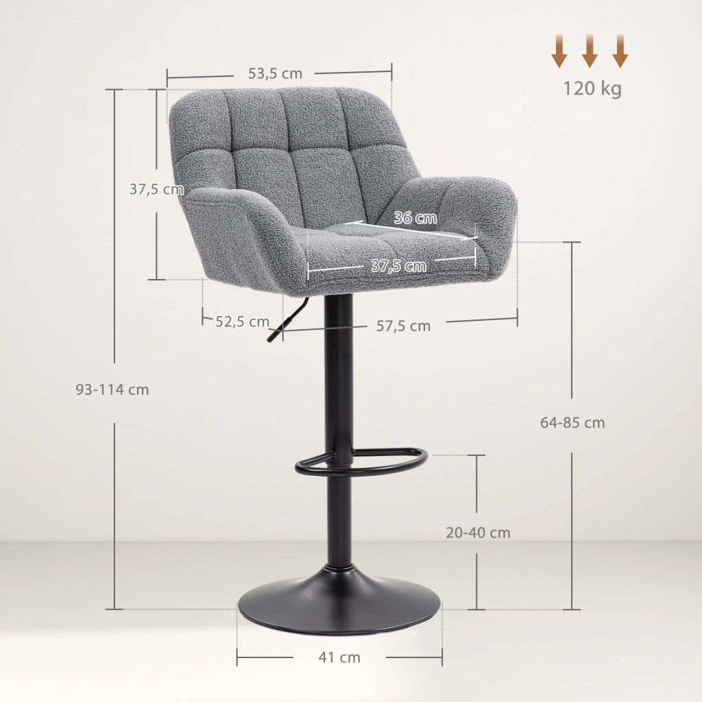 Sgabelli da bar 2 pezzi retr¨° ¨C Minimal ¨C grigio scuro e nero