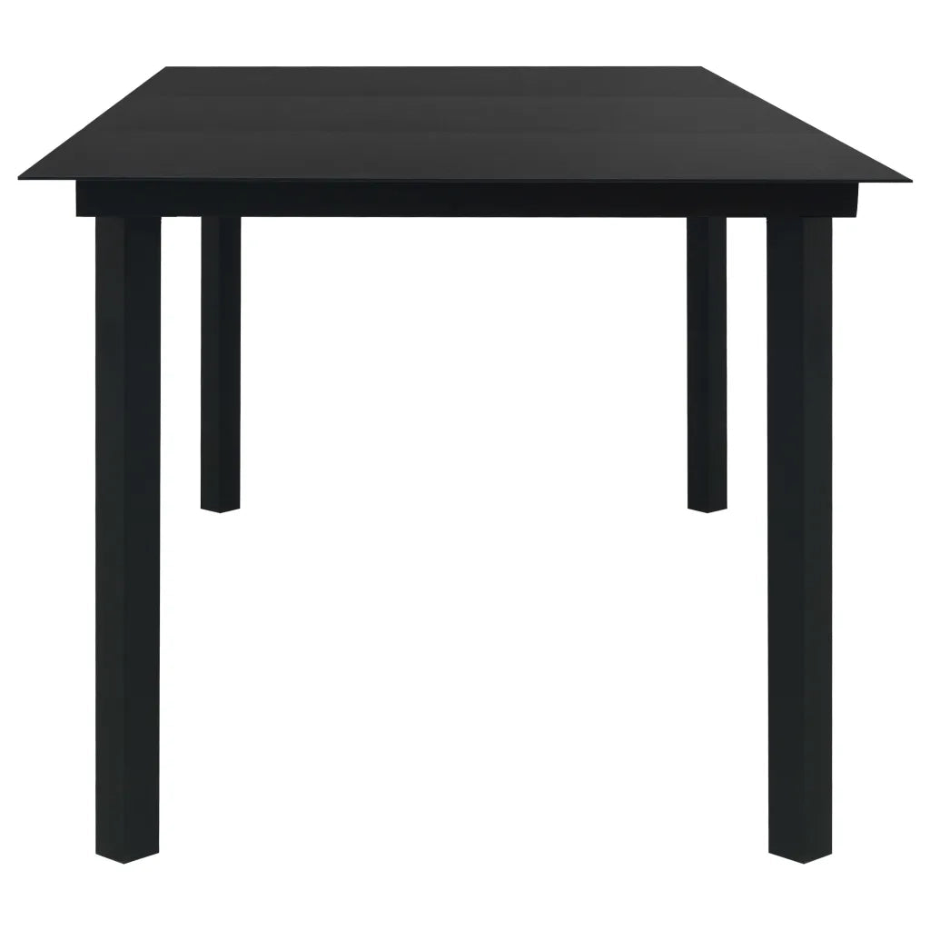 Set da Pranzo da Giardino 9 pz Nero in Vetro e Acciaio