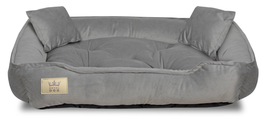 AIO FACTORY Cuccia per cani 75x65 cm in velluto grigio con cuscino impermeabile