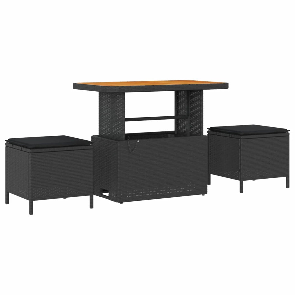Set Divano da Giardino 8 pcs Nero polyrattan