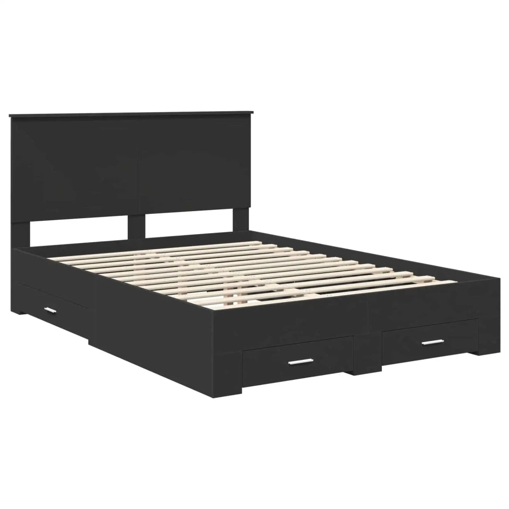 Letto matrimoniale | Letto per adulti | Struttura del letto Nero 135 x 190 cm Legno multistrato