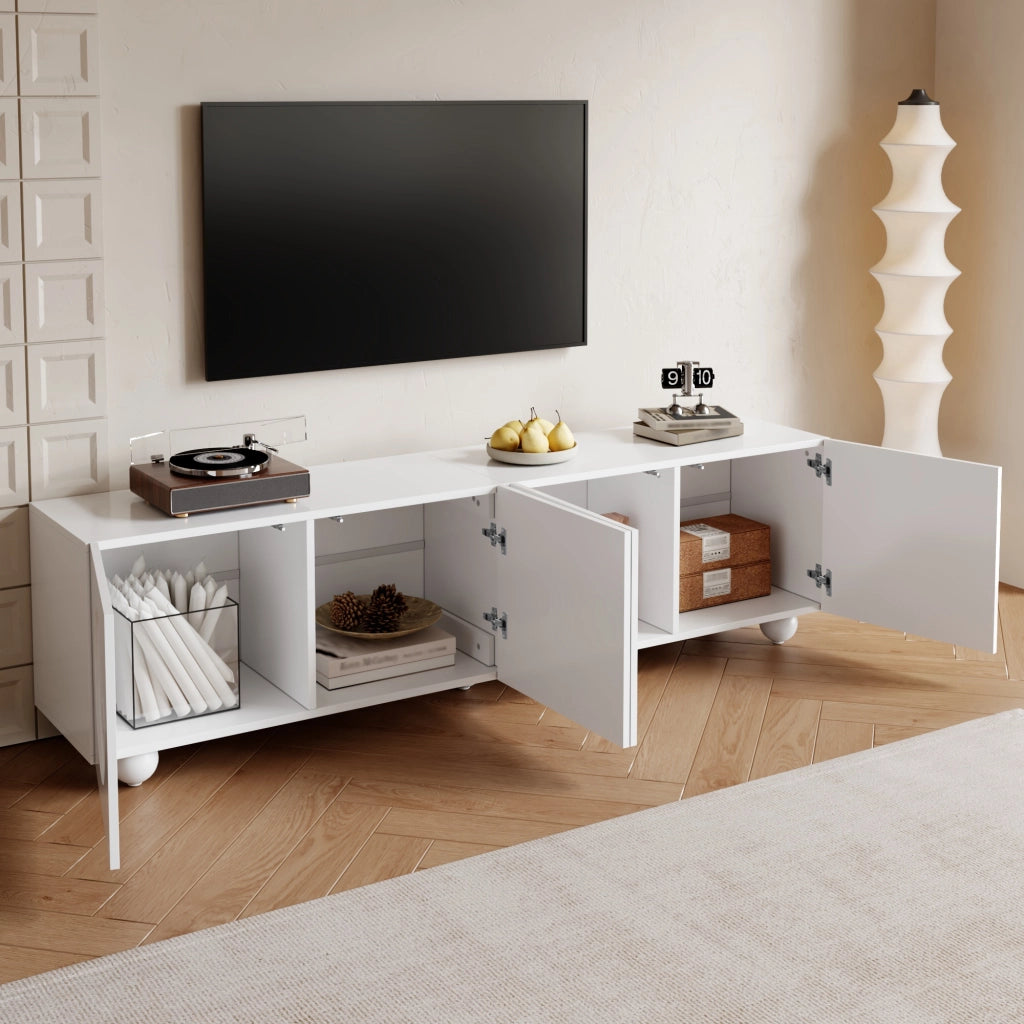 Cassettiera per TV bianca in MDF e truciolare; lunghezza 180;5 cm