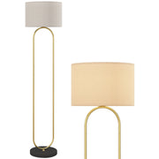 Lampada da terra con paralume in lino e interruttore a piede ¨C zephmum ¨C dorato e nero 156 cm