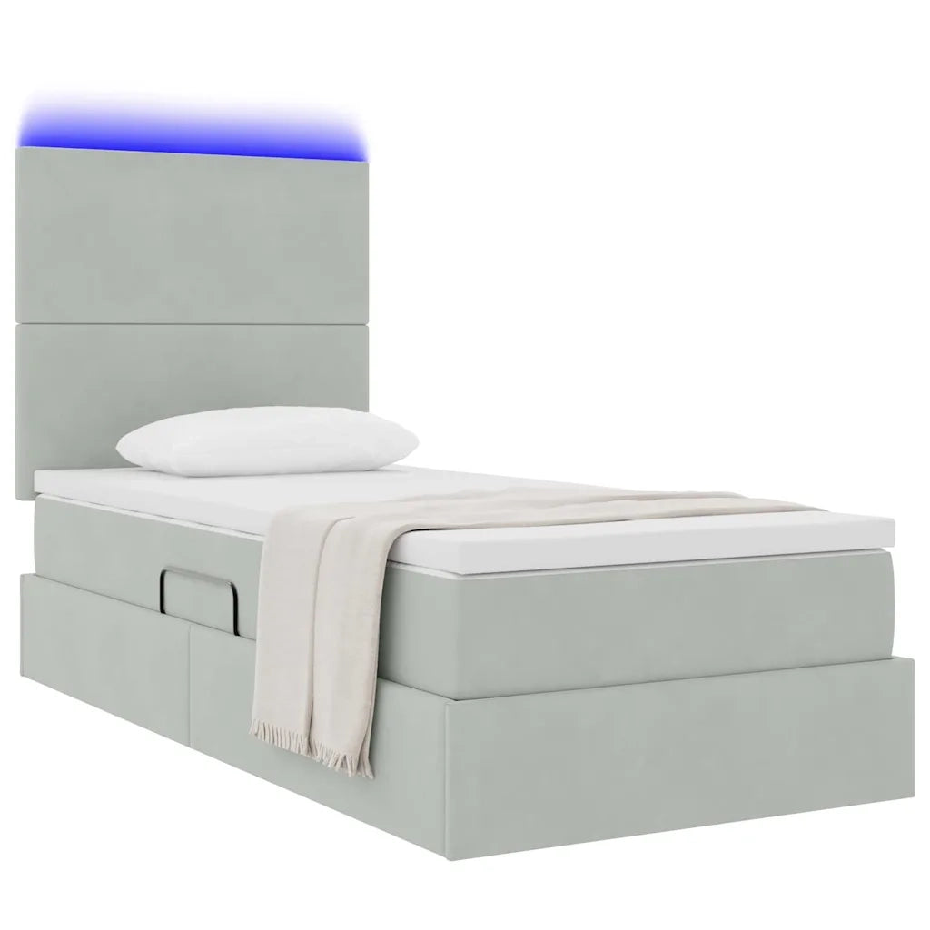 Letto con contenitore e LED Grigio chiaro 90 x 190 cm Velluto 3372573